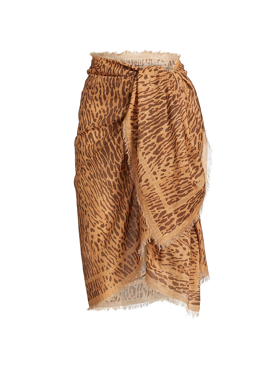 Women's Printed Cotton Self-Tie Pareo - Tan Leopard | Saks Fifth Avenue