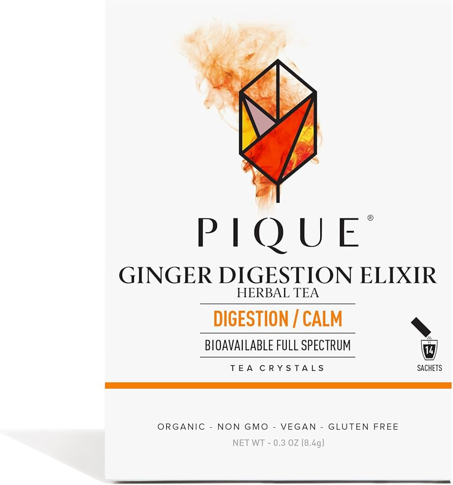 Pique Organic Ginger Digestion Elixir - Caffeine-Free Herbal Tea, Support Healthy Digestion and M... | Amazon (US)