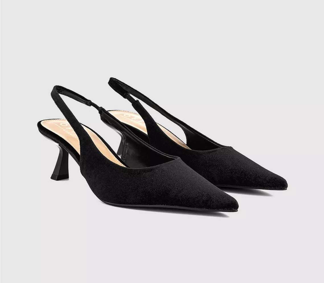 OFFICE Million Slingback Kitten Heels Black Velvet - Mid Heels | Office Shoes (UK)