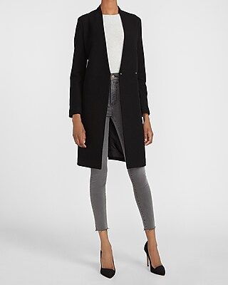 Collarless Wool-Blend Car Coat | Express