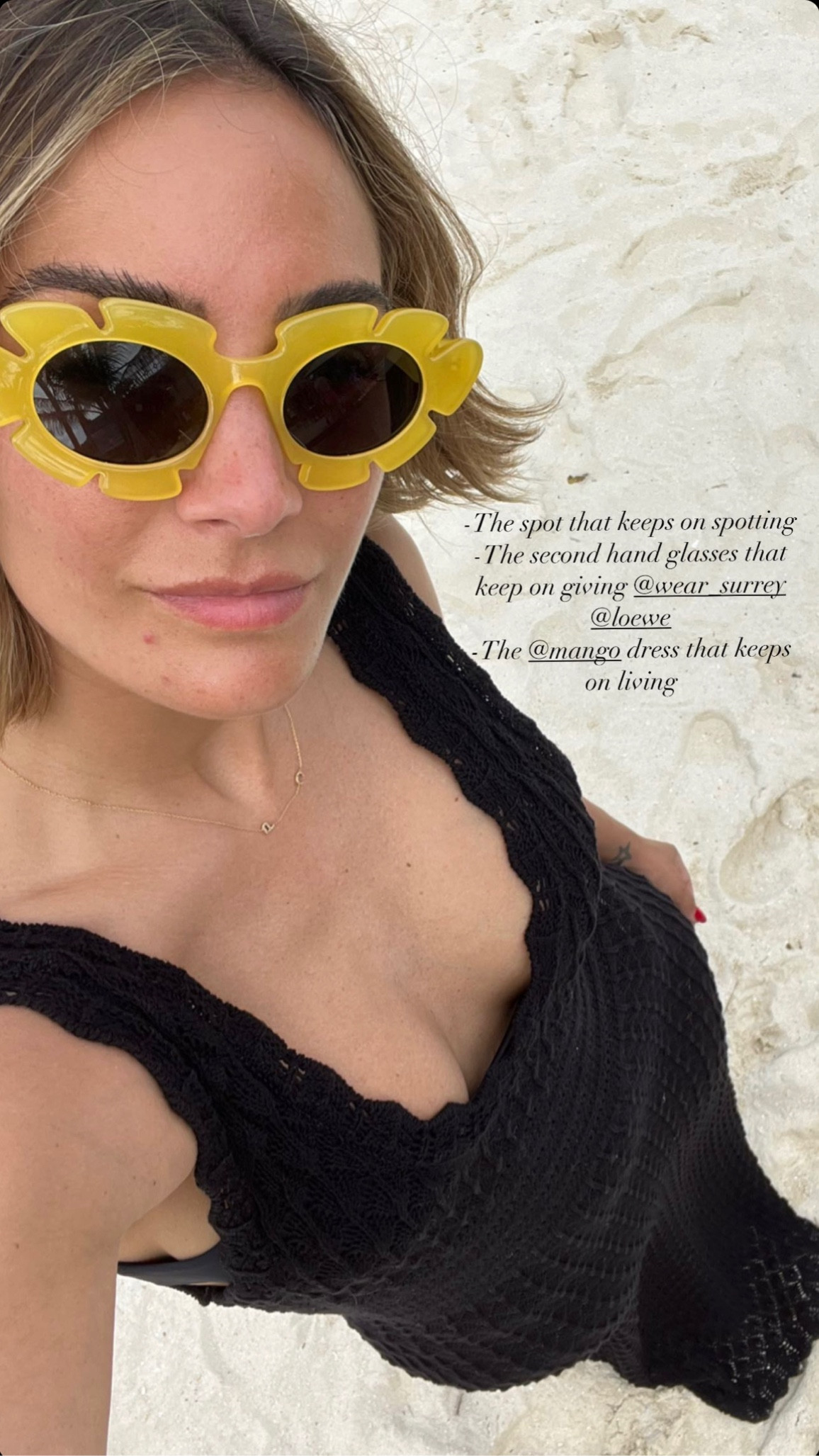 Loewe Flower Frame Sunglasses, Black Open-work long dress, Mango 

#LTKSeasonal #LTKstyletip #LTKeurope