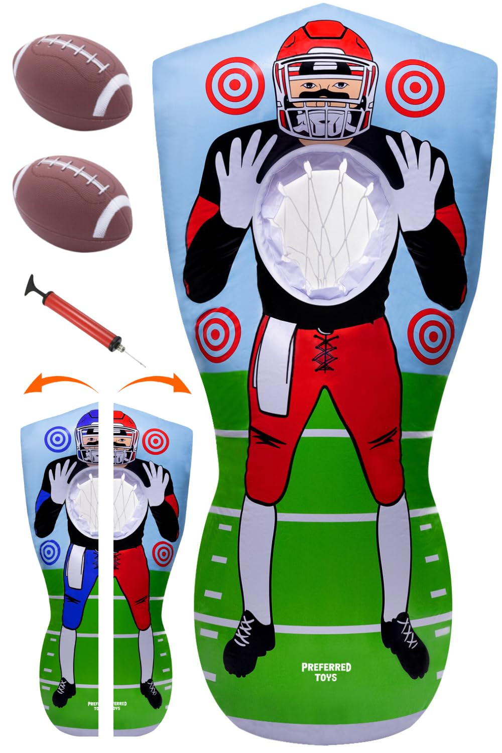 65” Inflatable Football Target Net Toss Game - Double-Sided Throwing Practice Football Stuff wi... | Amazon (US)