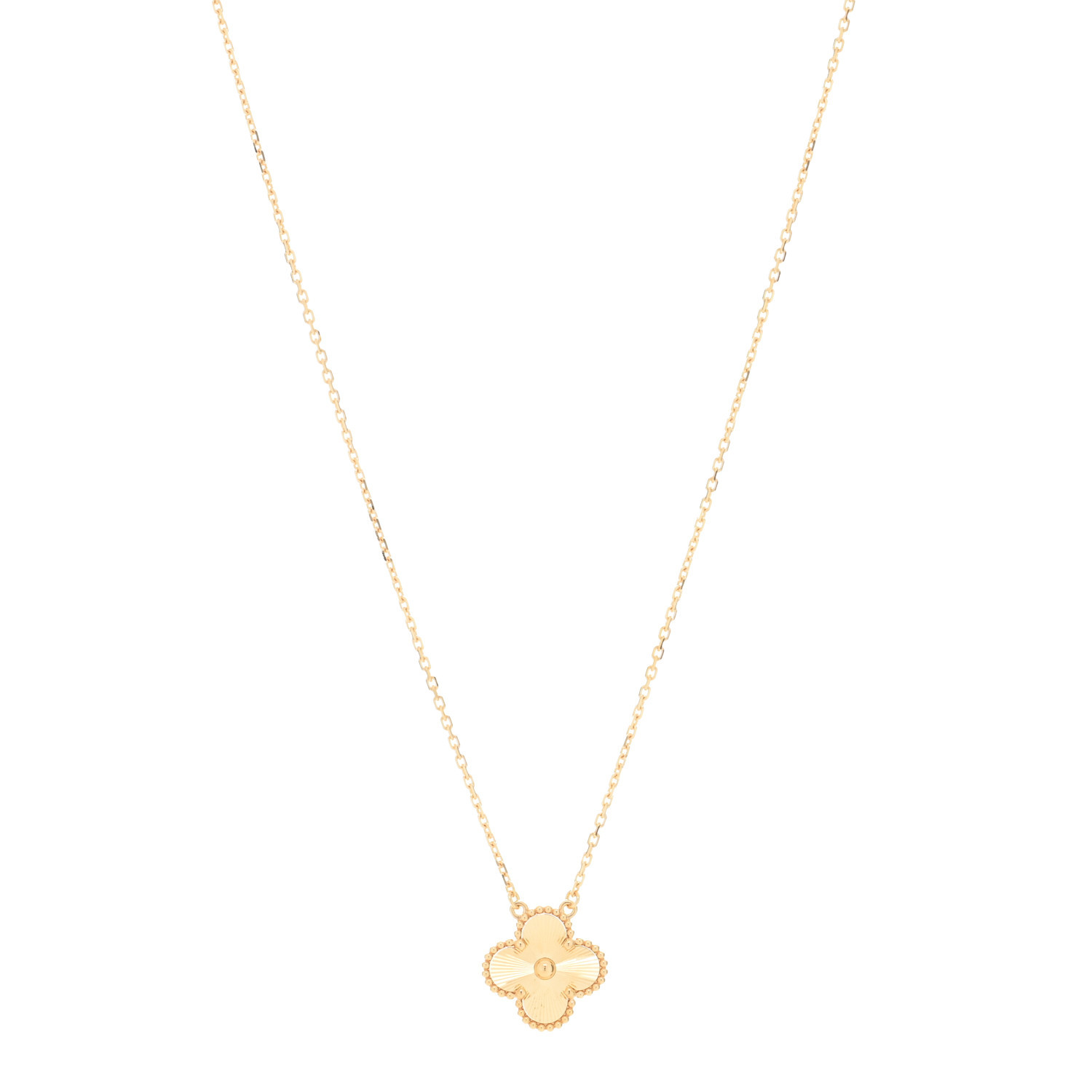 18K Yellow Gold Guilloché Vintage Alhambra Pendant Necklace | FASHIONPHILE (US)
