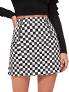 Click for more info about WDIRARA Women's Elegant Mid Waist Above Knee O-Ring Zipper Plaid Mini Skirt