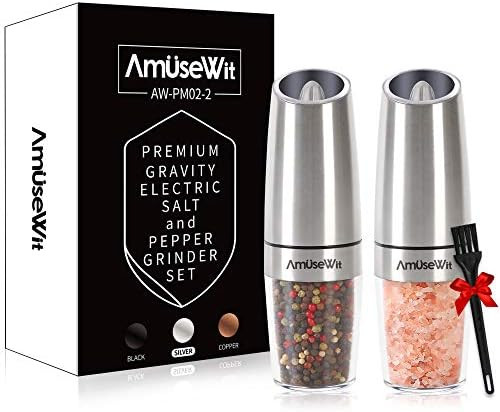 Gravity Electric Salt and Pepper Grinder Set【White Light】- Battery Operated Automatic Salt an... | Amazon (US)