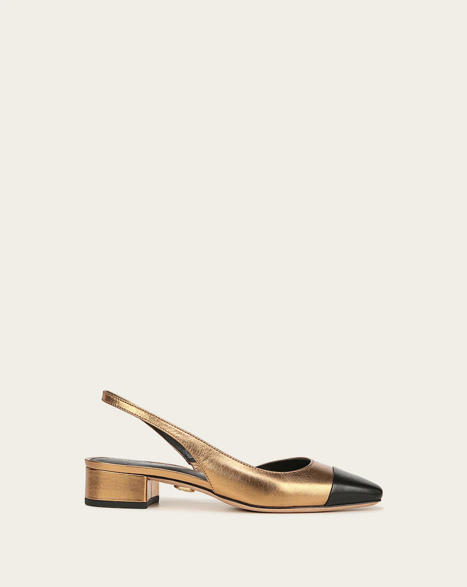 Cecile Cap-Toe Leather Slingback | Veronica Beard