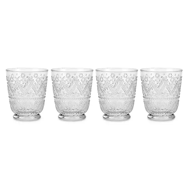 Short Clear Embossed Glass Tumblers, Set of 4 | Kirklands