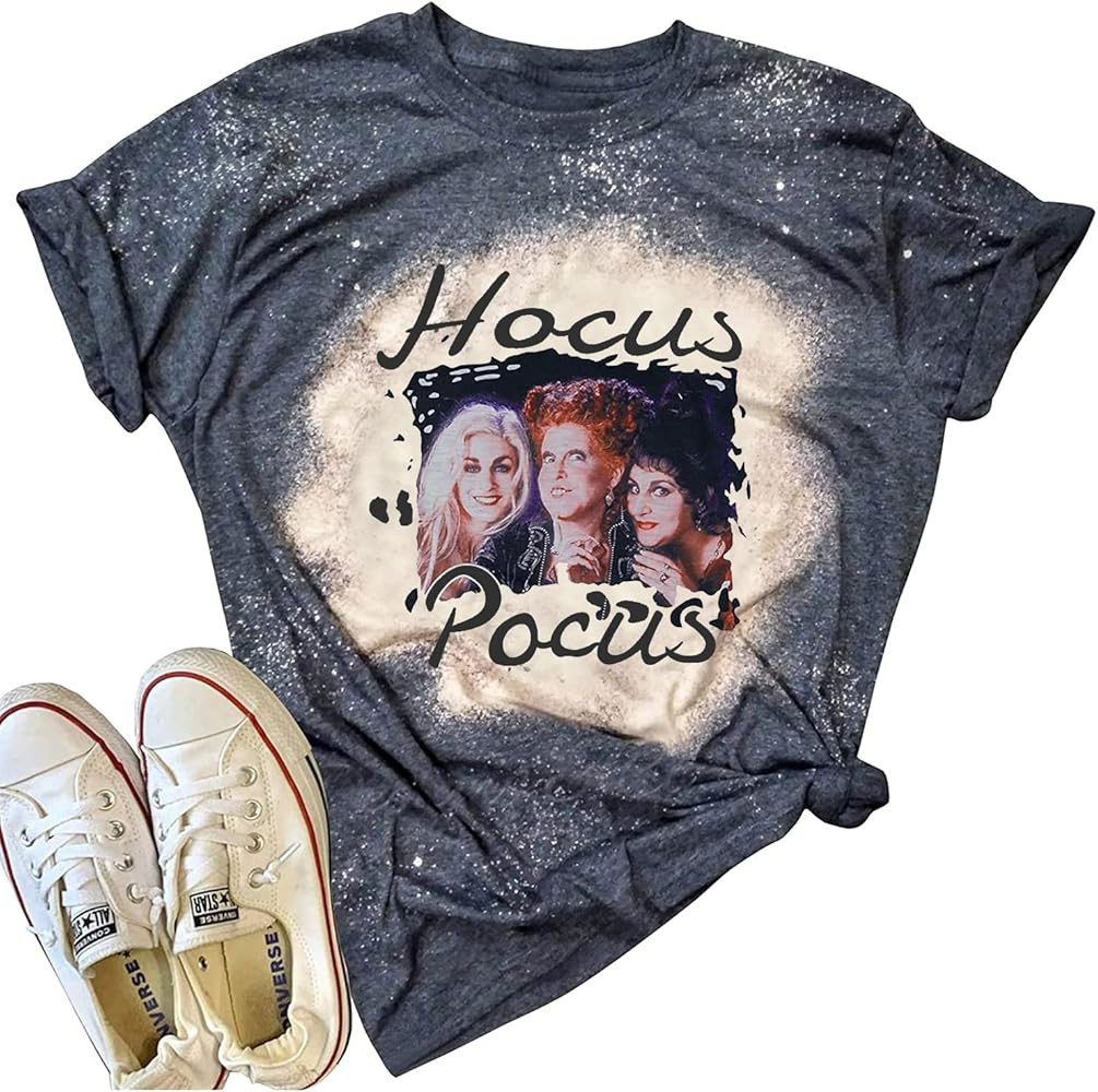 Sanderson Sisters Squad Bleached Shirt Women Halloween Graphic Tees Funny Hocus Pocus T Shirt Fal... | Amazon (US)