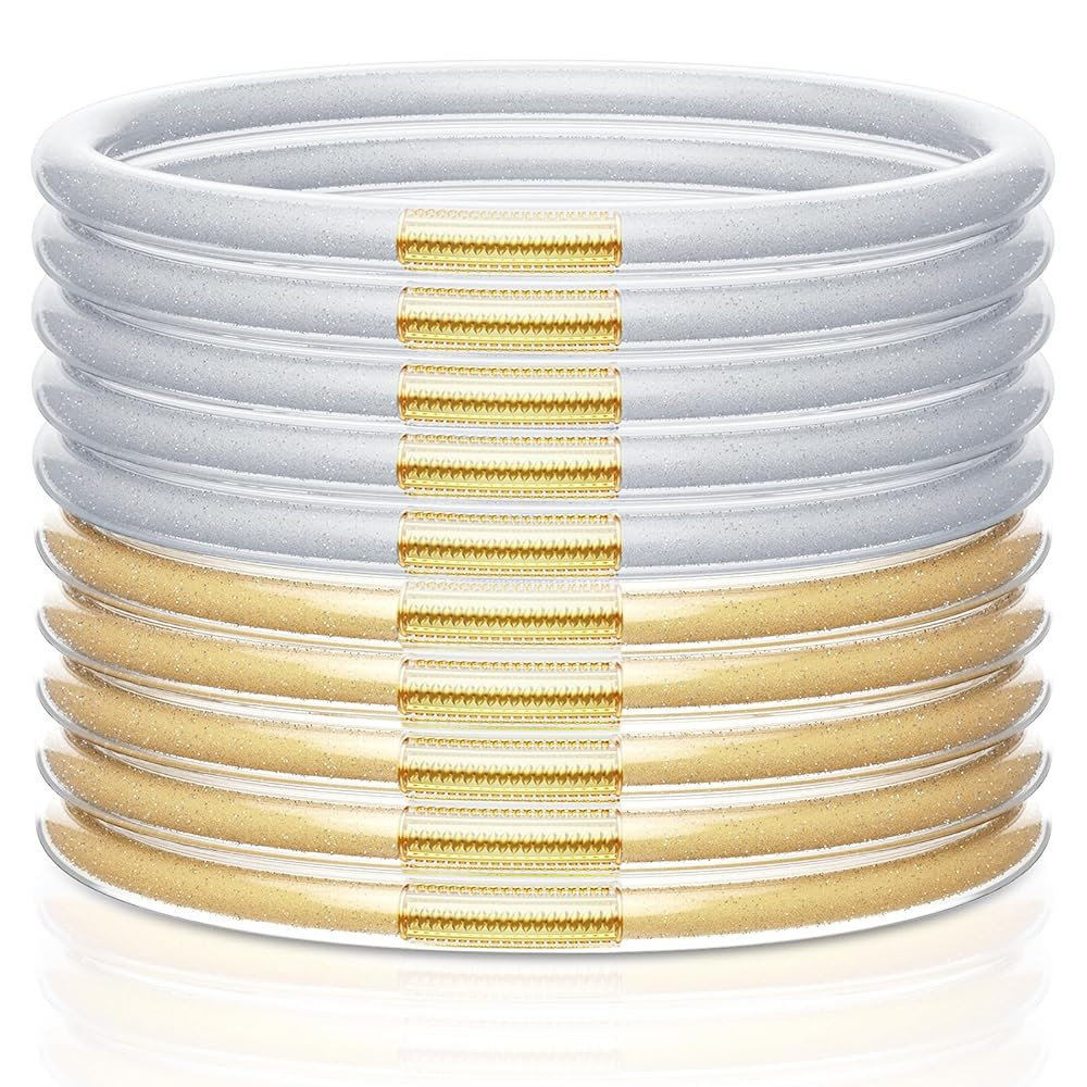 Glitter Jelly Bracelets, Soft Silicone Glitter Filled Jelly Bangles Bracelets Women- Sparkling Fa... | Amazon (US)