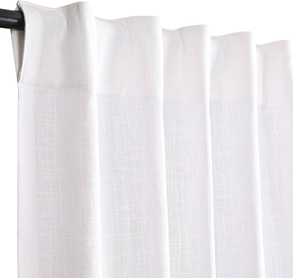 HOMIDATE White Cotton Curtains Set of 2, Textured Slub Curtain 50x96 inch,Cotton Curtains,tab top... | Amazon (US)
