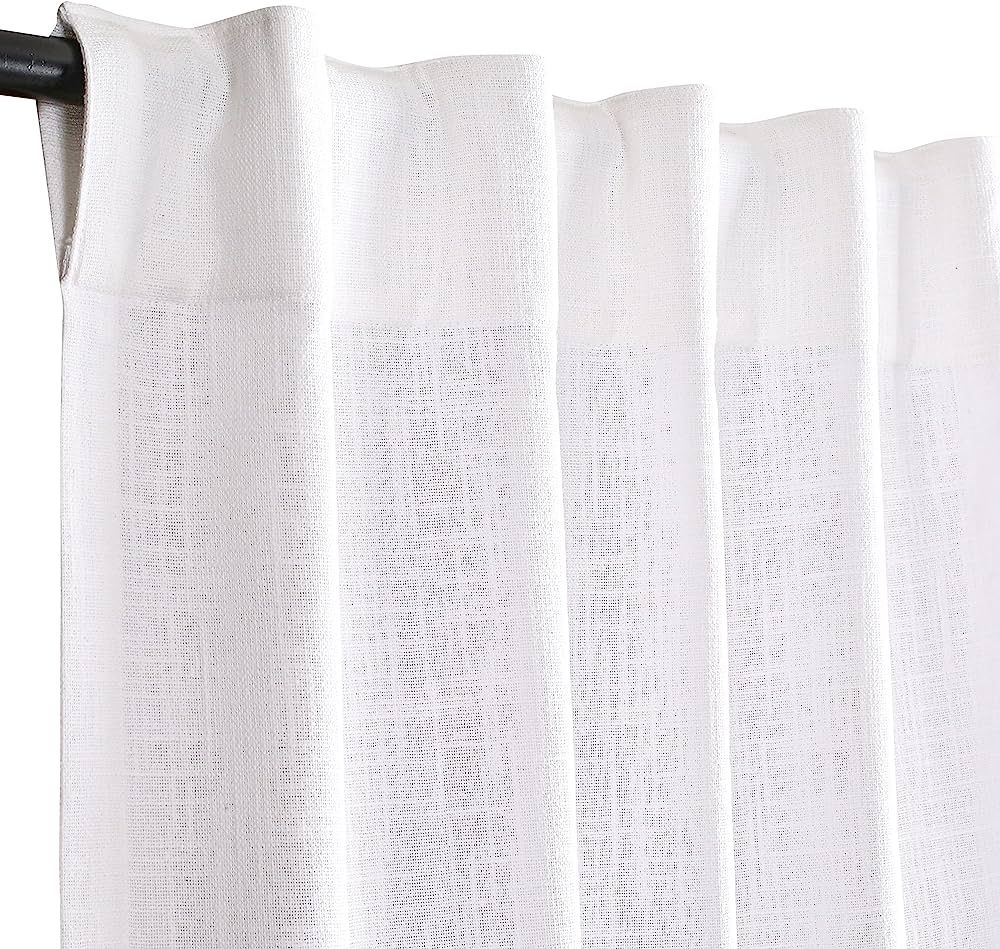 HOMIDATE White Cotton Curtains Set of 2, Textured Slub Curtain 50x96 inch,Cotton Curtains,tab top... | Amazon (US)