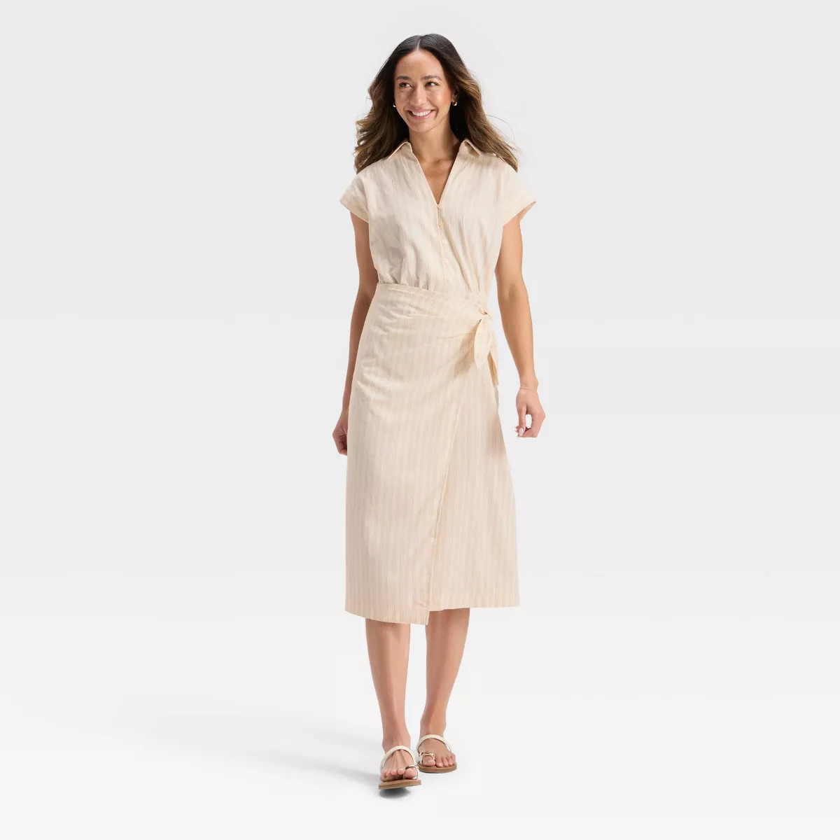 Women's Short Sleeve Wrap Waist Midi Shirtdress - Universal Thread™ | Target