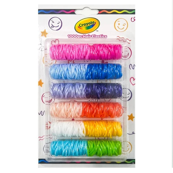 Crayola Girls Medium Elastic Hair Ties, Assorted Colors, Polybond, 1000 Count | Walmart (US)