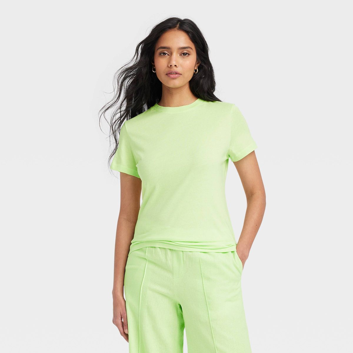 Women's Short Sleeve T-Shirt - A New Day™ Lime XS | Target