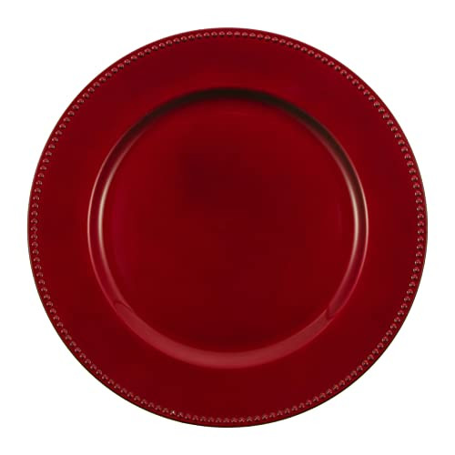 Charge It By Danny Beaded Charger Plates (12 PACK) Red Christmas Charger Plates Polypropylene Charger Plates, Round Shape, Christmas Charger Plates Set of 12 Red Plate Chargers Set of 12 (RED BEADED) | Amazon (US)