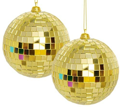 2 Pieces Disco Mirror Balls Hanging Ball for 50s 60s 70s Disco DJ Light Effect Party Home Decoration | Amazon (US)