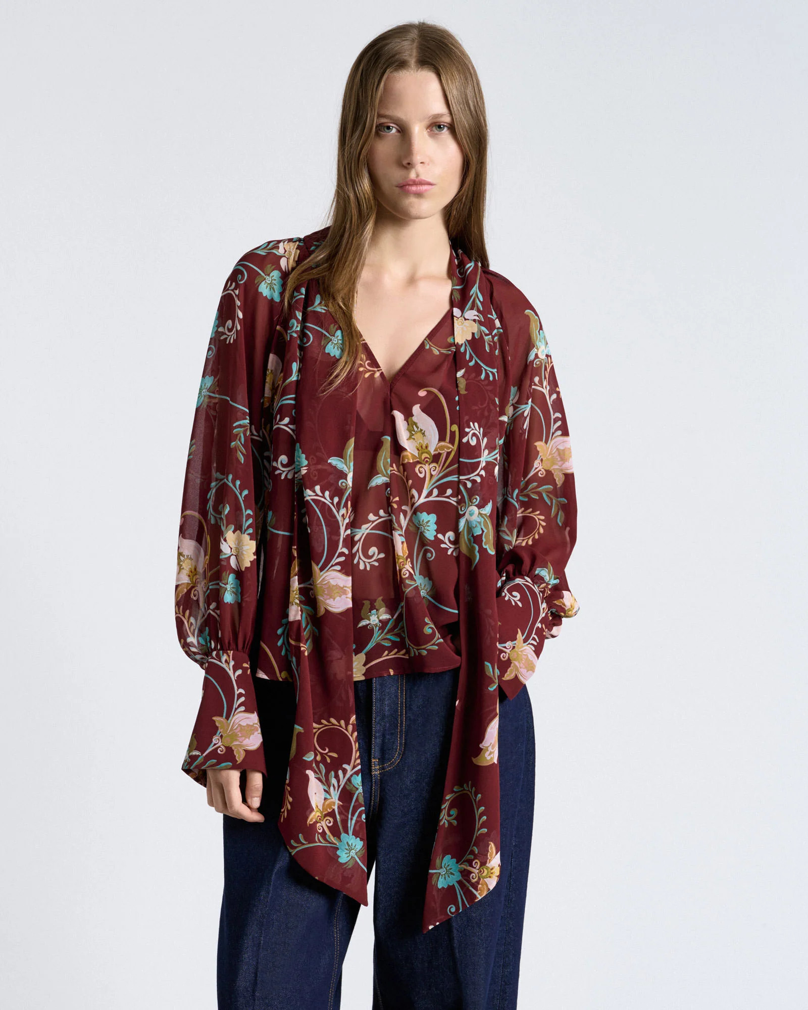Rococo Bloom Georgette Blouse | Cue AU