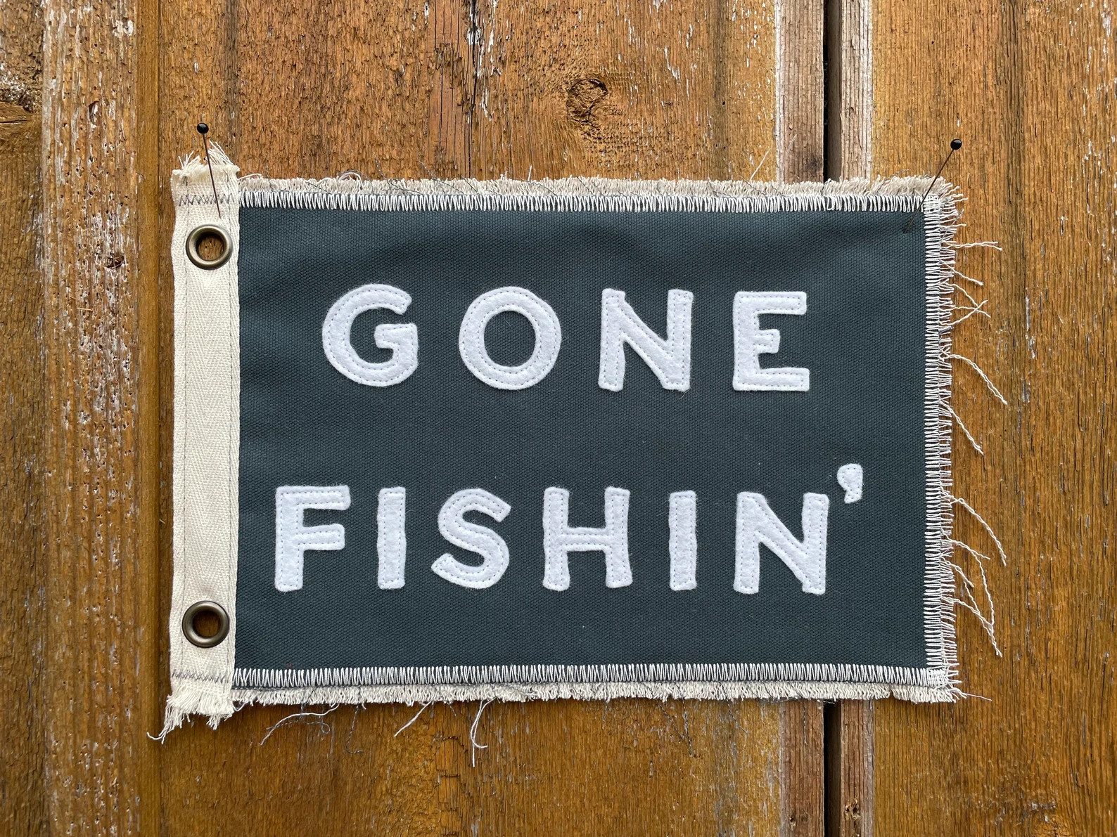 Vintage Inspired 'Gone Fishin’' Camp Flag: Lake House Wall Decor | Etsy (Global)