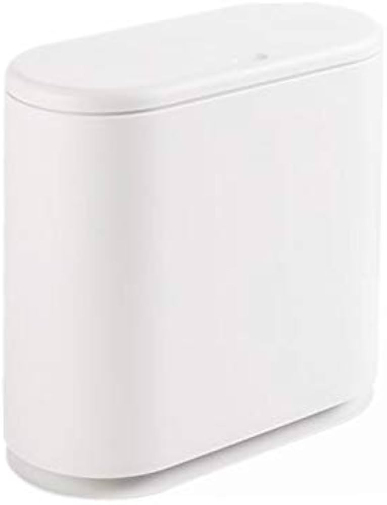 IEEK 10 Liter Rectangular Plastic Trash Can with Press Top Lid,White Modern Wastebasket Thin Tras... | Amazon (US)