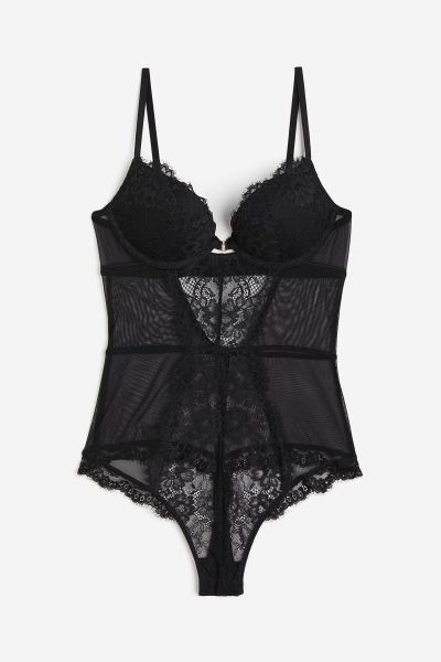 Lace super push-up thong body - Black - Ladies | H&M GB | H&M (UK, MY, IN, SG, PH, TW, HK)