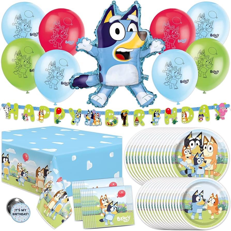 Unique Bluey Birthday Decorations | Bluey Party Decorations | Serves 16 | Officially Licensed | B... | Amazon (US)