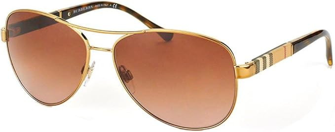 Burberry BE3080 - 114513 Sunglasses LIGHT GOLD W/ BROWN GRADIENT Lens 59mm | Amazon (US)