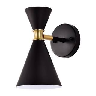 C Cattleya 1-Light Black Wall Sconce with Brass Accents-CA1966-WB - The Home Depot | The Home Depot