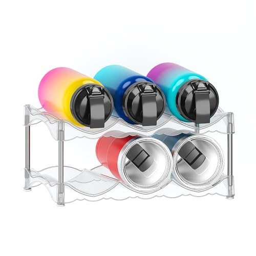 Sevenblue Water Bottle Organizer for Cabinet, 2 Pack Water Bottle Holder Tumbler Cup Mug Organizer, Stackable Bottle Storage Rack for Kitchen Fridge | Amazon (US)