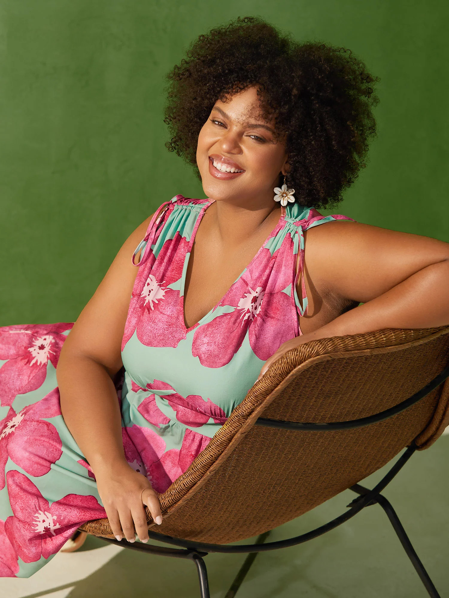 Floral Print V-Neck Tied Midi Dress | Bloomchic