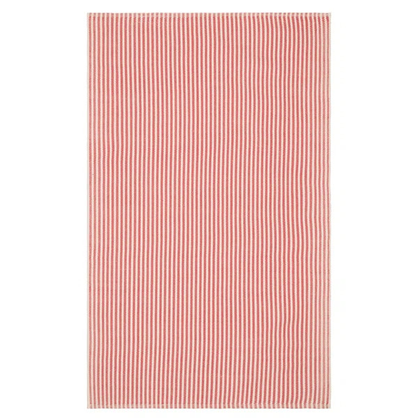 Pinstripe Red/Ivory Handwoven Indoor/Outdoor Rug | Wayfair North America