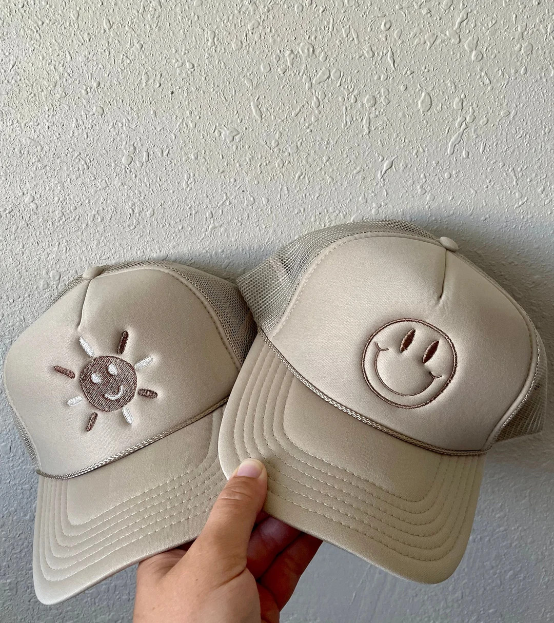 Embroidered Smiley Trucker Hat, Embroidered Trucker Hat, Neutral Hat, Neutral Smiley Face, Minima... | Etsy (US)