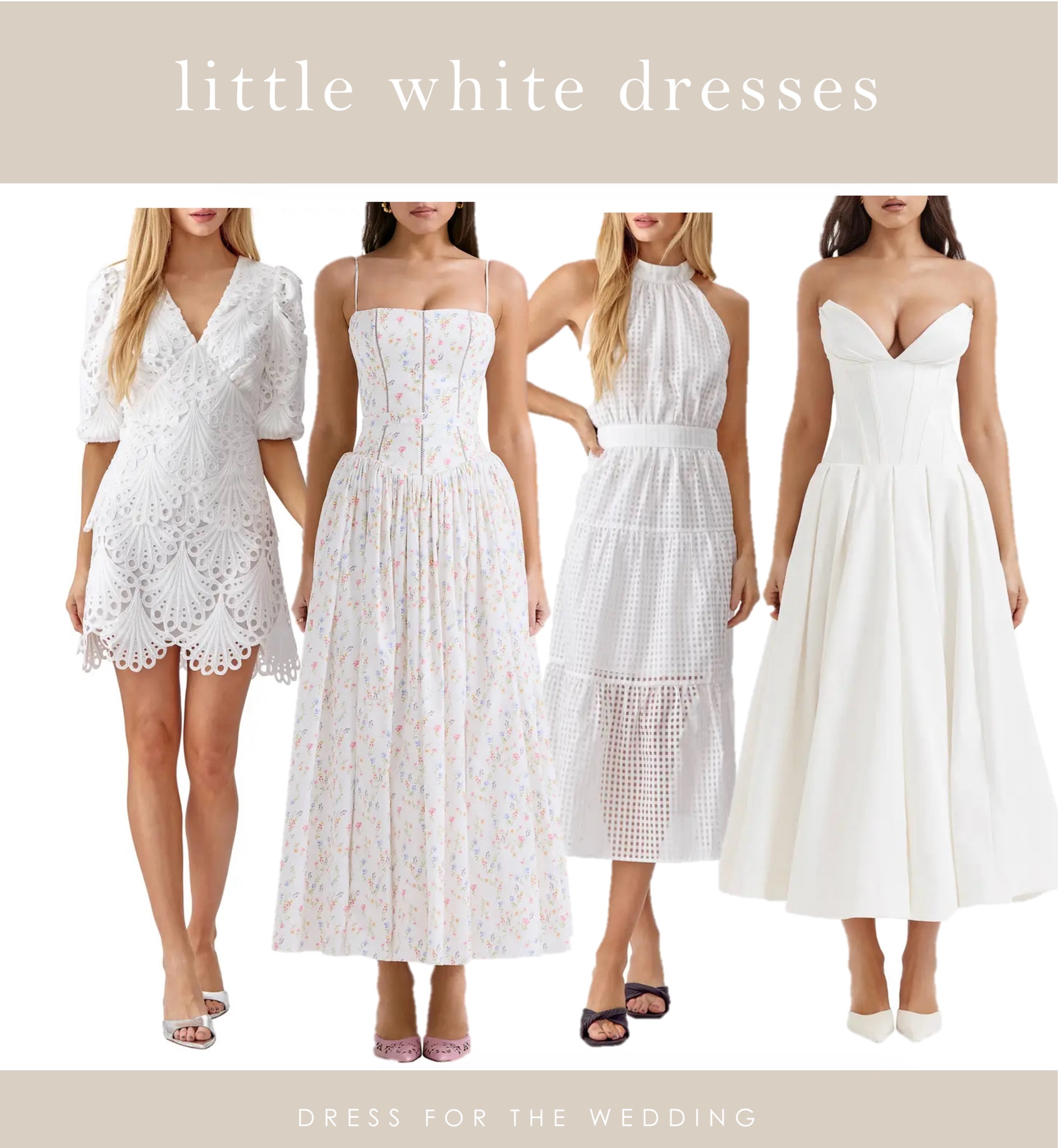 Little white dresses, white dress, white sundress, summer sundress, bridal shower dress, bachelorette dress, rehearsal dinner dress, dress for bride, white bridal dress, midi dress, cocktail dress, corset dress, romantic dress, Bridgerton, sorority dress, graduation dress, day dress, picnic dress, brunch dress, outfit for a bride, Nordstrom dresses, white eyelet dress, strapless dress, white mini dress, House of CB, Petal and Pup. 🤍🤍🤍Follow Dress for the Wedding on the LIKEtoKNOW.it shopping app to get the product details and more cute dresses, new outfits and wedding ideas! 

#LTKwedding #LTKparties #LTKSeasonal