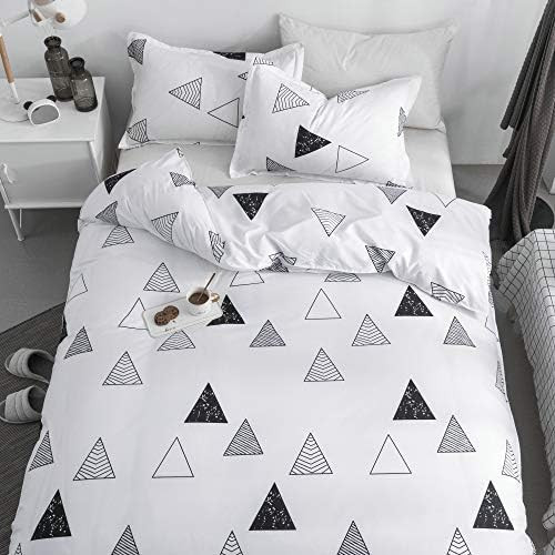 KFZ Triangle Geometric Black White Duvet Cover Twin Set, 3 Piece Twin Bedding Set with 1 Comforte... | Amazon (US)