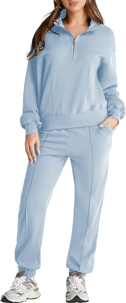 Herseas Women 2 Piece Outfits Sweatsuit Sweatshirt Sweatpants Tracksuit Sweat Lounge Matching Set... | Amazon (US)