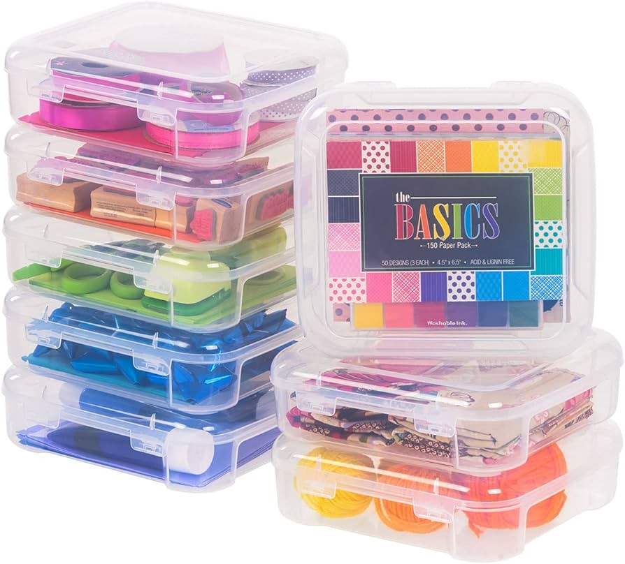 IRIS USA 8 Pack Clear Scrapbook Paper Storage Boxes, Portable Craft and Art Project Case for 6 x ... | Amazon (US)
