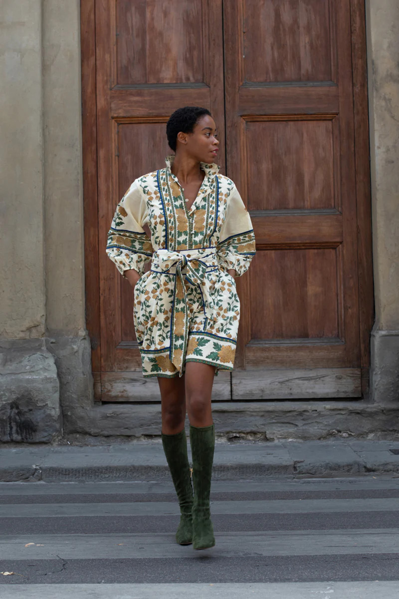 SUE SARTOR Flounce Shorty | Honey/Olive Mum | SUE SARTOR