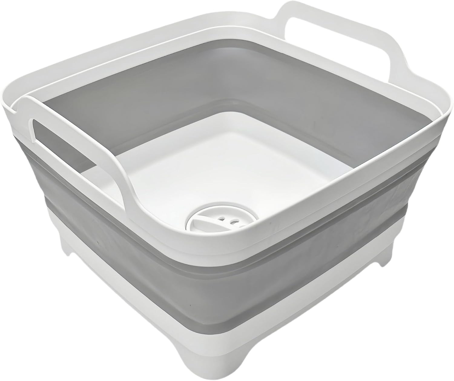 Collapsible Wash Basin 9L, Foldable Dish Tub with Drain Plug, Portable Collapsible Dish Basin, Camping Sink for Washing Dishes, Laundry & Kitchen Use,Gray | Amazon (US)