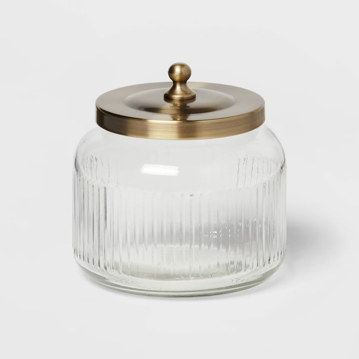 Small Glass Bath Canister Brass - Threshold™: Elegant Storage Container with Lid for Bathroom O... | Target