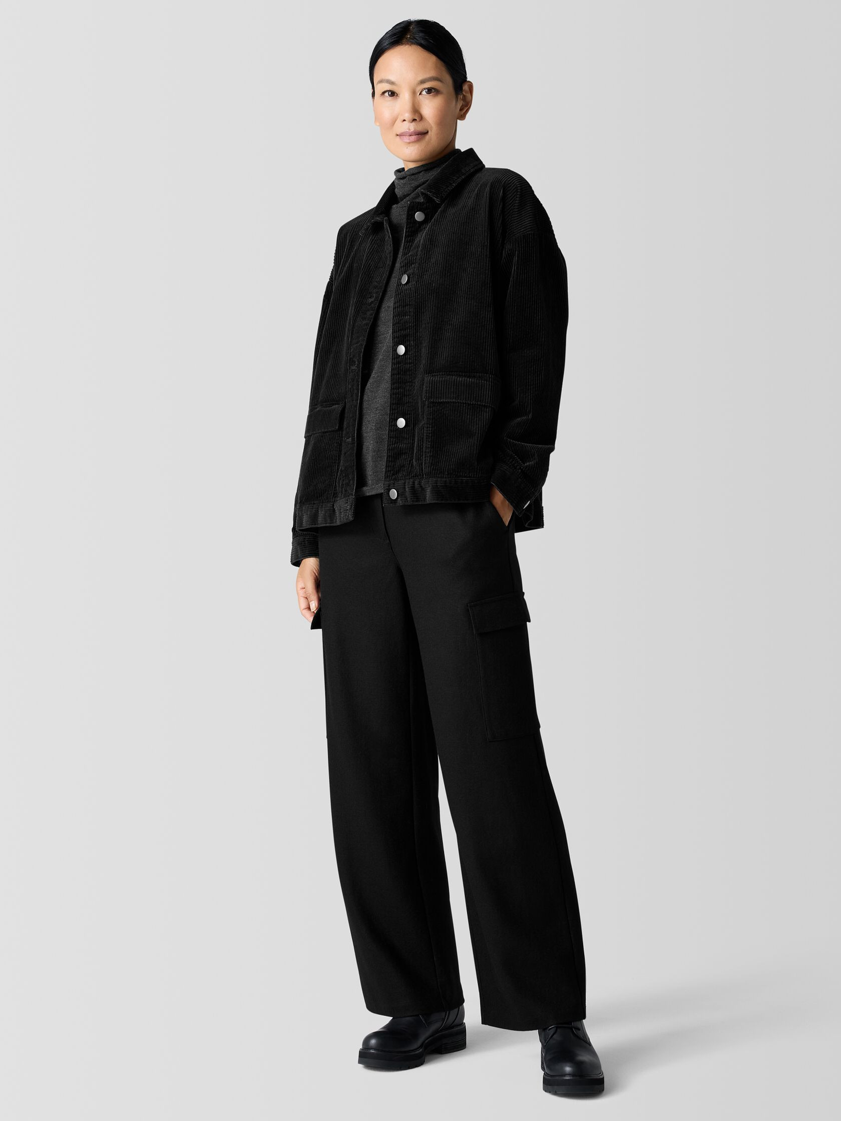Organic Cotton Corduroy Classic Collar Jacket | Eileen Fisher