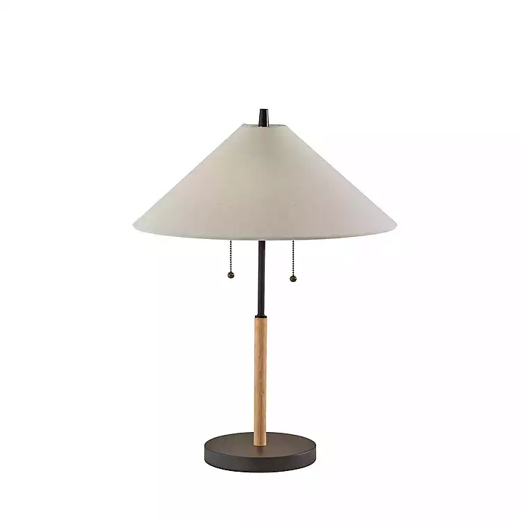 Natural Wood Flare Two-Bulb Table Lamp | Kirkland's Home