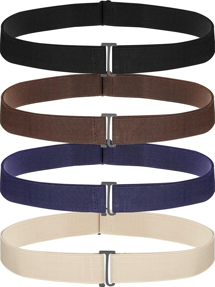 SATINIOR 2/3/4 Pack Women Elastic Stretch Belt Invisible Belts with Flat Buckle for Jeans Pants Dresses | Amazon (US)