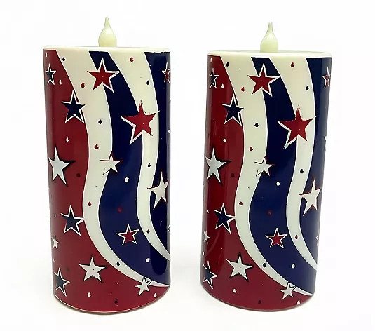 Temp-tations Set of (2) 8" Outdoor Fiberoptic Candles - QVC.com | QVC