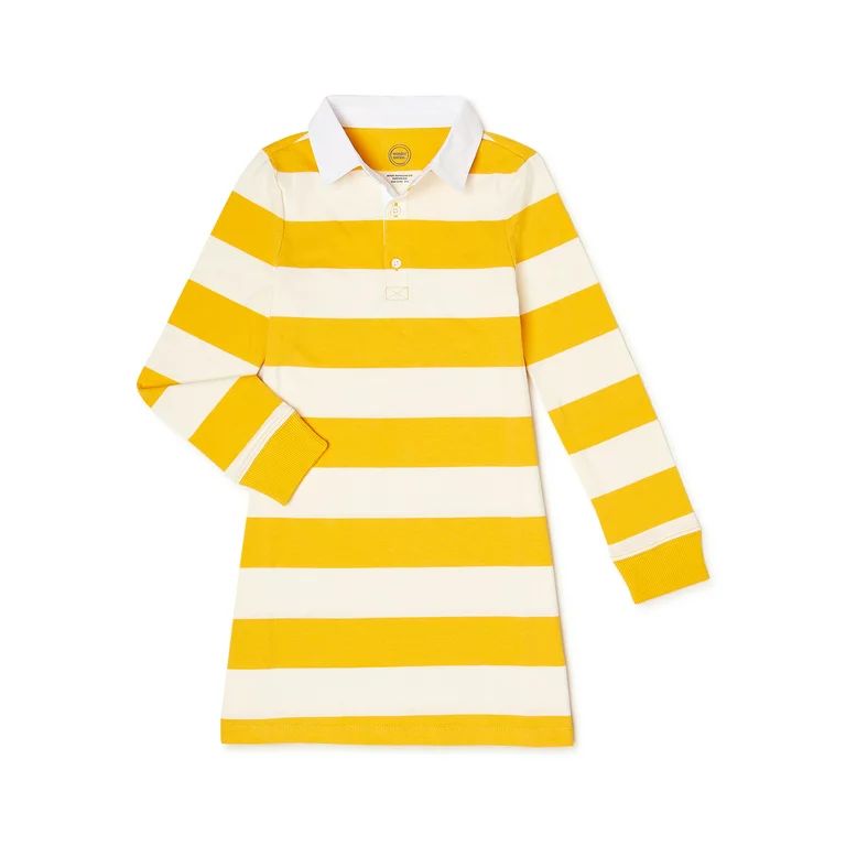 Wonder Nation Girls’ Rugby Dress with Long Sleeves, Sizes 4-18 & Plus | Walmart (US)