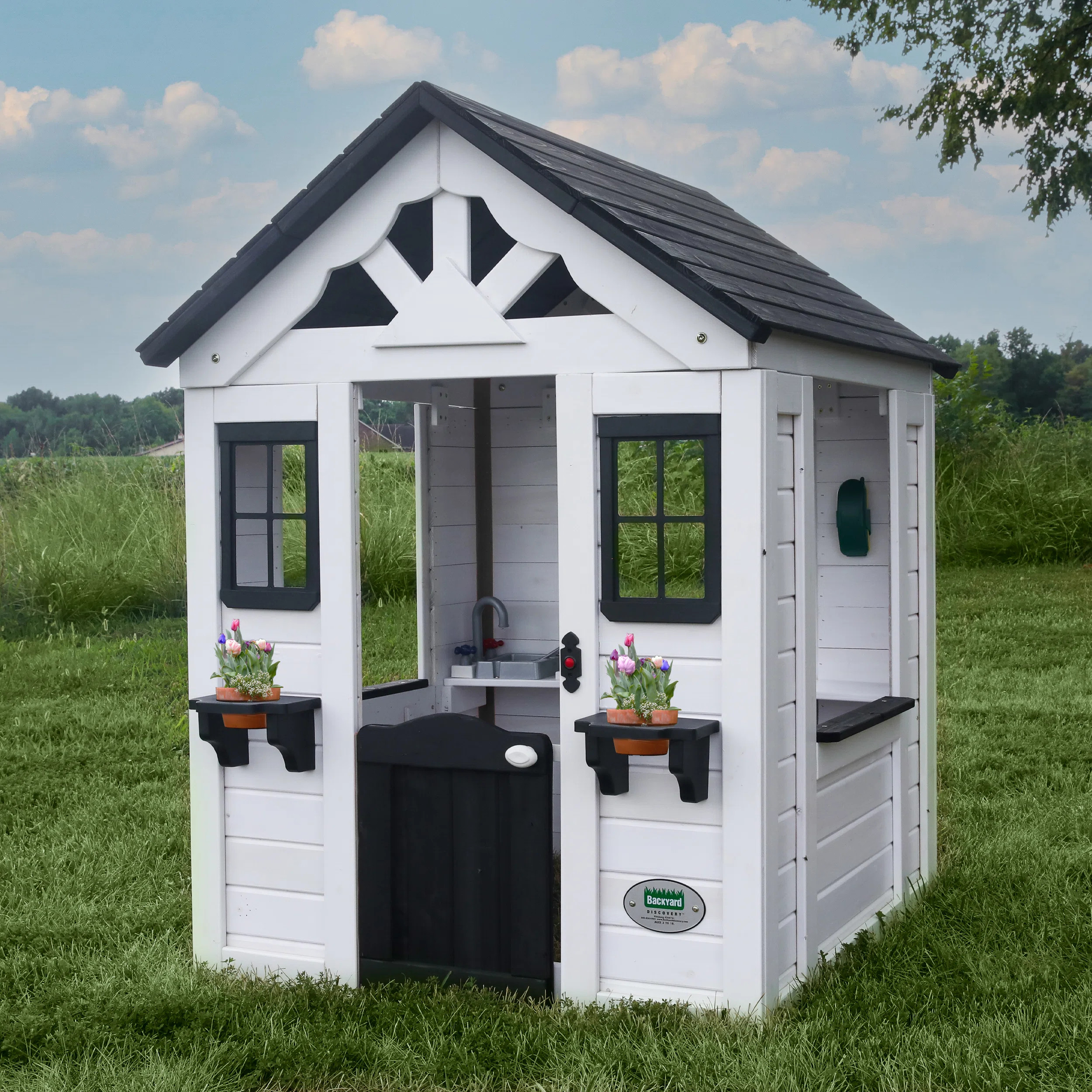 Backyard Discovery Sweetwater Indoor/Outdoor Cedar Playhouse with Kitchen & Reviews | Wayfair | Wayfair North America