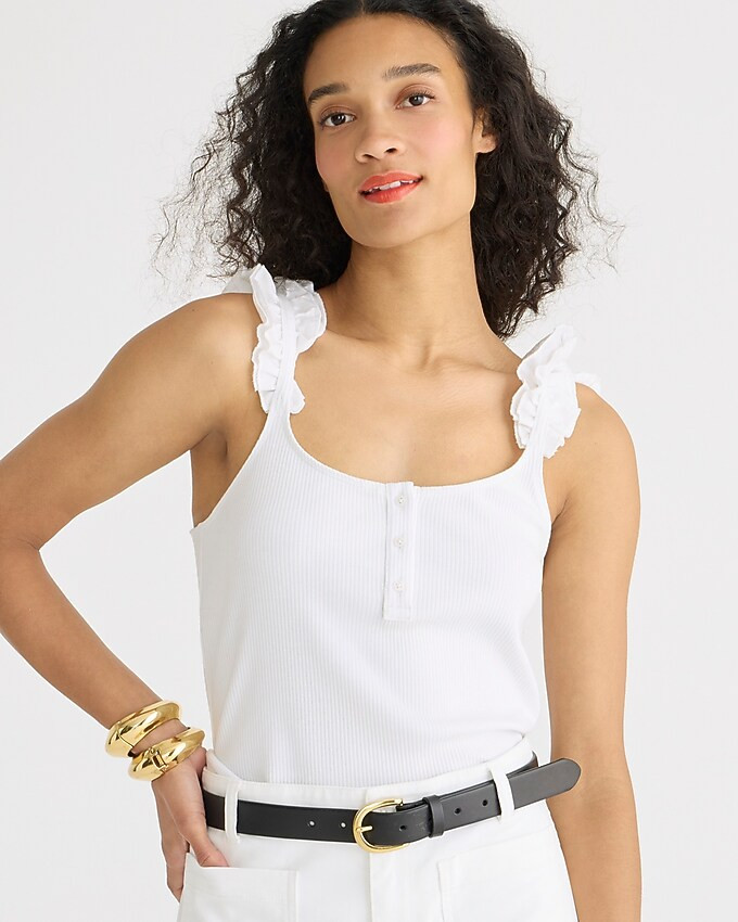 Scrunchie-strap henley tank in vintage rib | J. Crew US