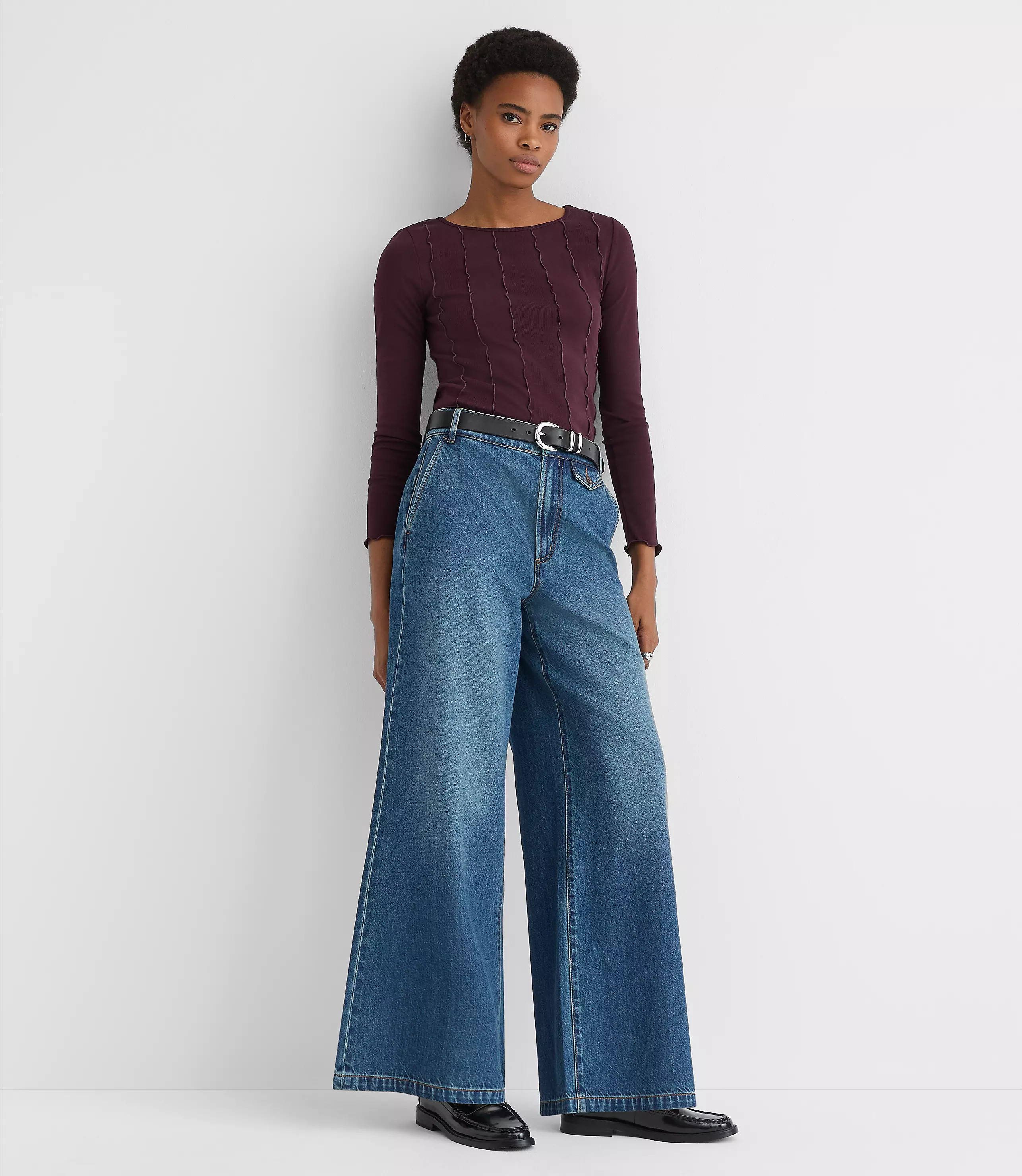 Tall High Rise Trouser Jeans in Vintage Mid Wash | LOFT