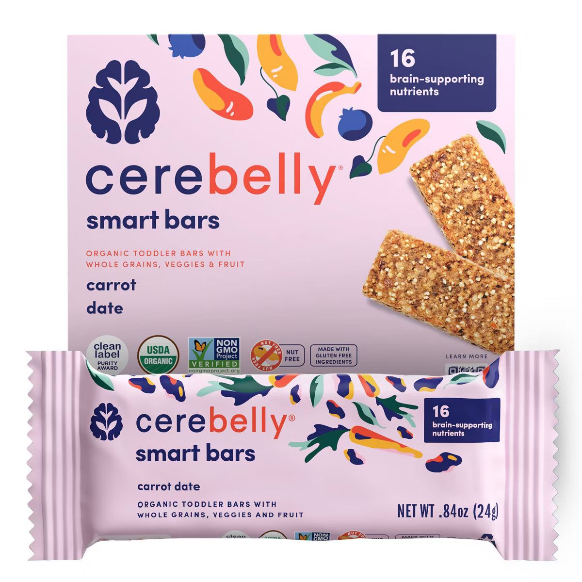 Cerebelly Organic Carrot Date Smart Snack Bars - 4.2oz/5pk | Target