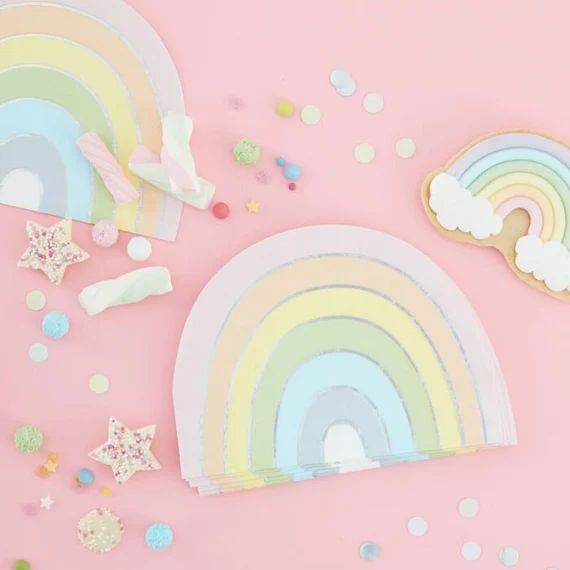 16 Rainbow Paper Party Napkins, Pastel Party, Rainbow Party Supplies, Rainbow Birthday, Rainbow B... | Etsy (US)