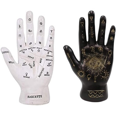 Ebros Psychic Fortune Teller Palmistry Hand Palm Figurine (Black & White Set) | Walmart (US)
