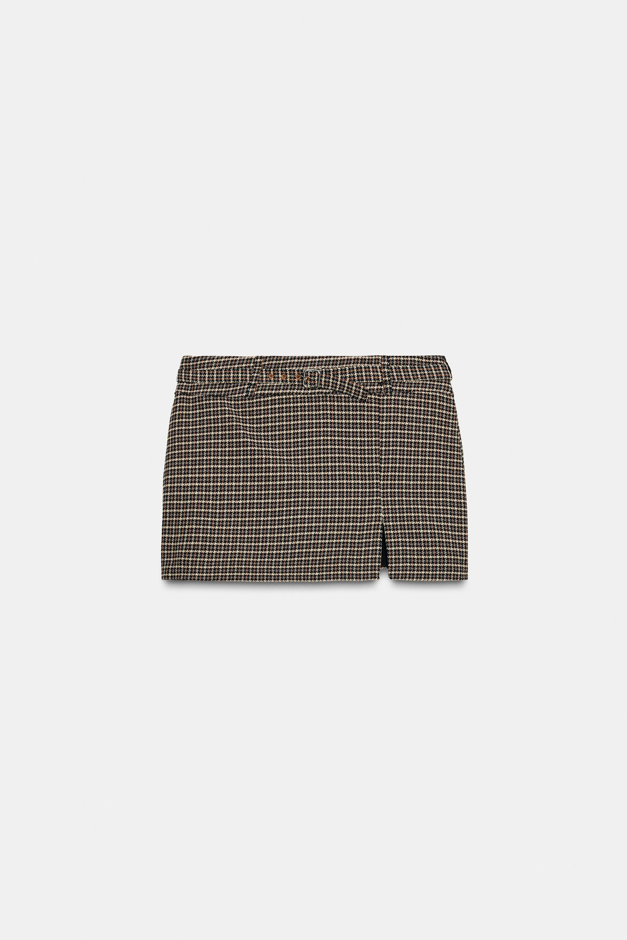 HOUNDSTOOTH BELTED SKORT | Zara US